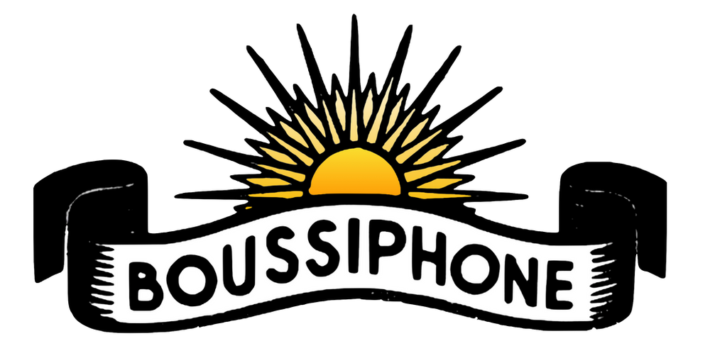 Logo Boussiphone : un soleil levant au-dessus du nom